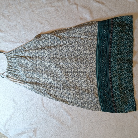 Mountain Fest Cream and Teal Green Print Swing Dress - Picture 10 of 11